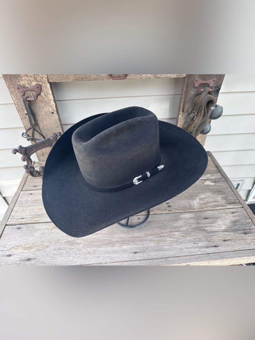 Black Resistol Size 7 Wool Felt Western Cowboy Hat